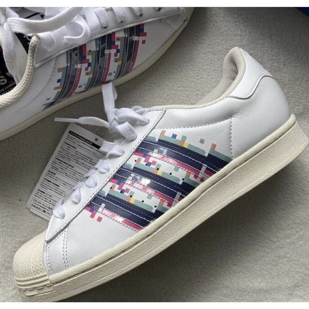 Adidas Superstar Men Casual Retro Skate Shoe White Multicolor Trainer Sneaker